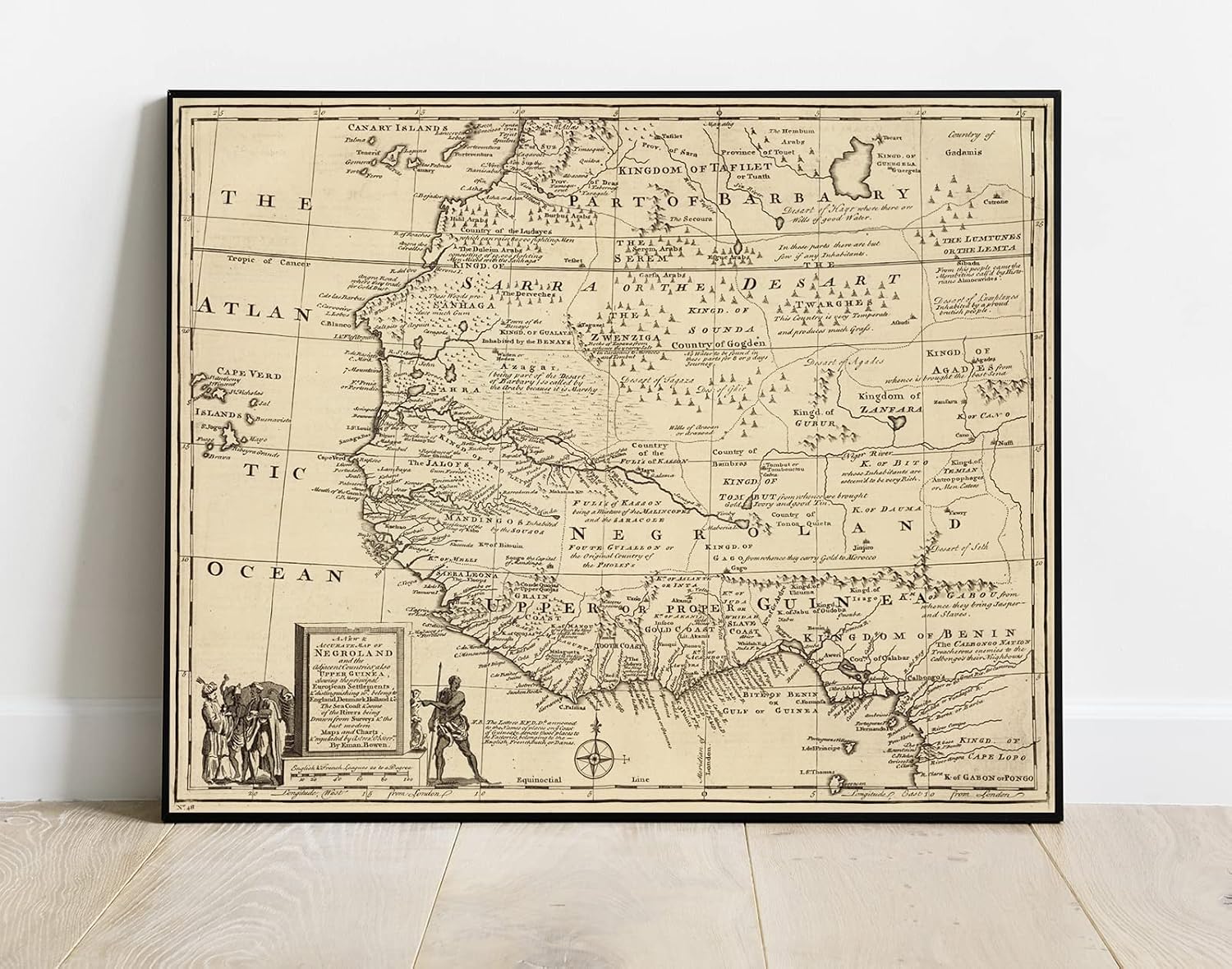 Negroland and Upper Guinea 1747 Historical Map Print by Emanuel Bowen - 24in x 20in