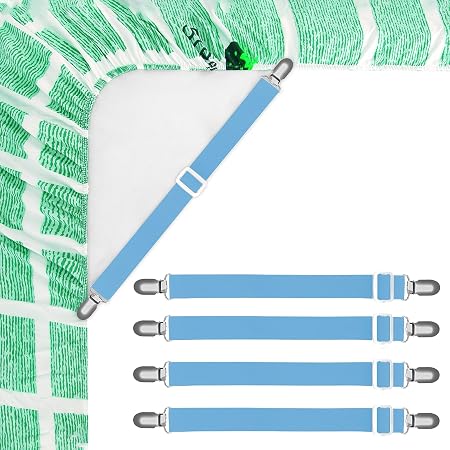 4 Pack Adjustable Bed Sheet Holder Straps - Elastic Sheet Fasteners With Metal Clips To Keep Fitted Sheets Tight - View #2