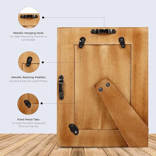 Miniatura 3 de Handicrafts Home Marco de fotos marrón hecho a mano con incrustaciones de hueso de 4 x 6 pulgadas, marco artesanal único para regalo, ideal para