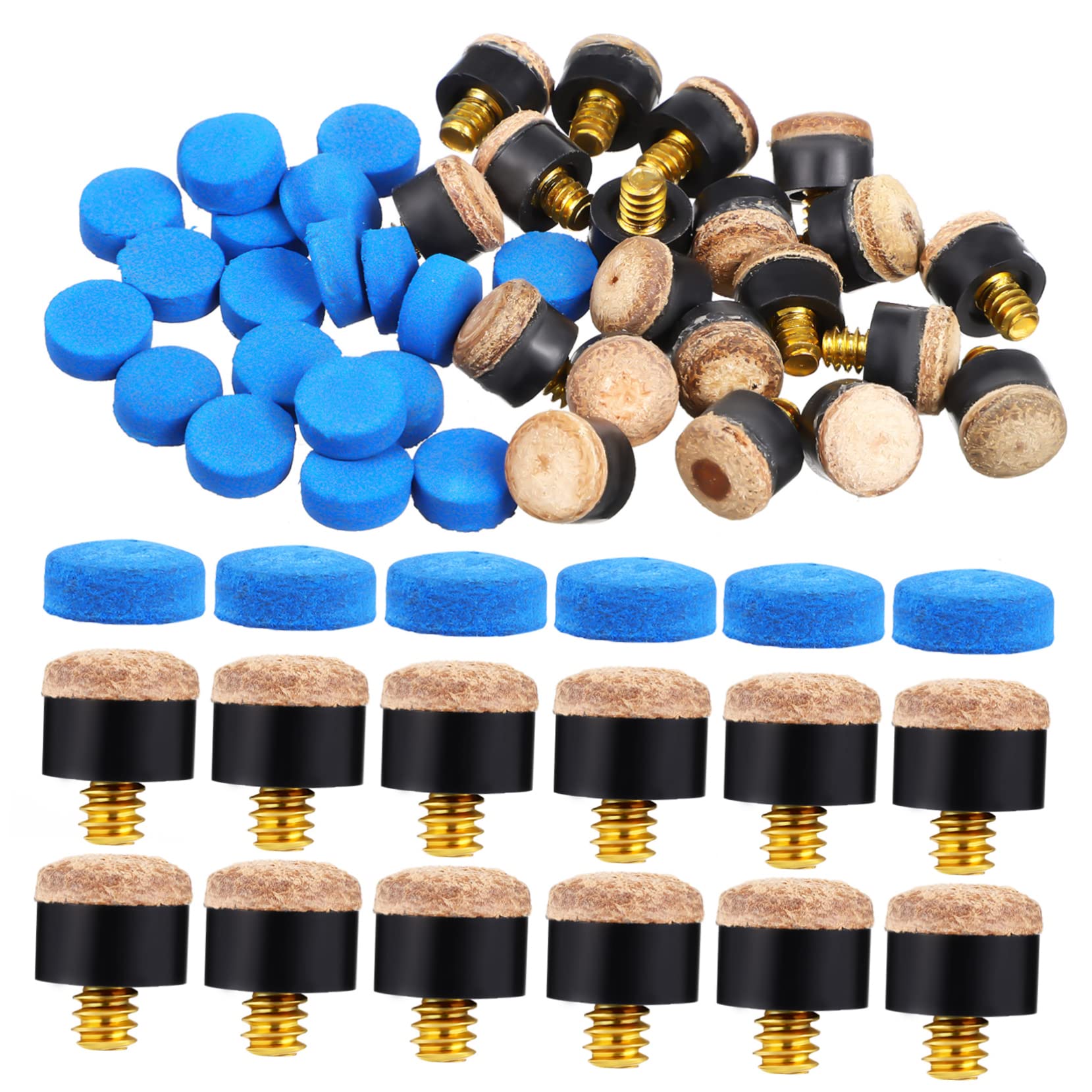Holibanna 40Pcs Billiard Tips Leather Single Pool Replacement Tips for Billiards Snooker and Pool Players Durable