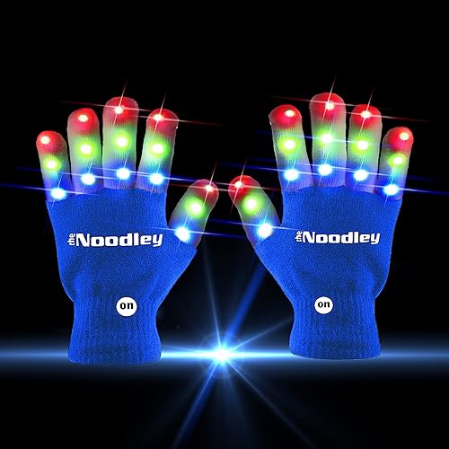 Miniatura 7 de The Noodley Guantes con luz LED para niños, juguetes, juegos al aire libre, para niños y niñas, disfraz oscuro con autismo, niños, adolescentes y