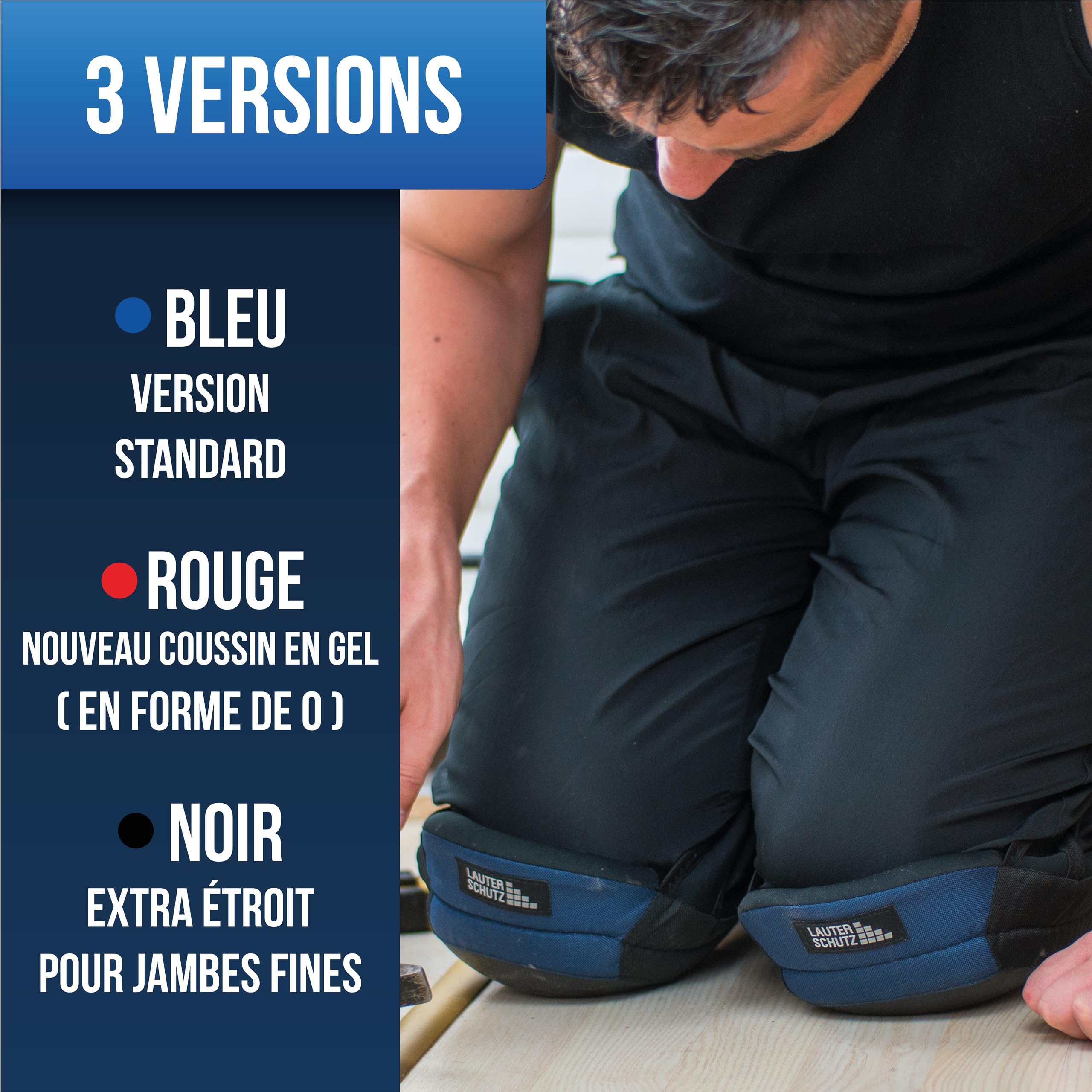 Lauter Schutz® Pro Protège-genoux en gel pour le travail - Poseur de sol et de carreaux [Revêtement antidérapant et double fermeture confortable] pour artisans et bricoleurs [Fabricant allemand
