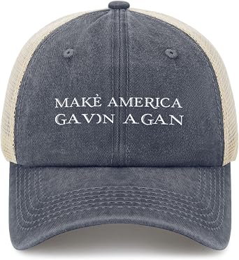 Make America Gavin Again Trucker Hat Women Funny Mesh Hat for Summer