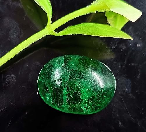 Miniatura 2 de Excelente calidad de corte ovalado colombiano de 18.25 quilates verde natural esmeralda Cabujón Piedra preciosa suelta certificada, Gema, Sin gemas.