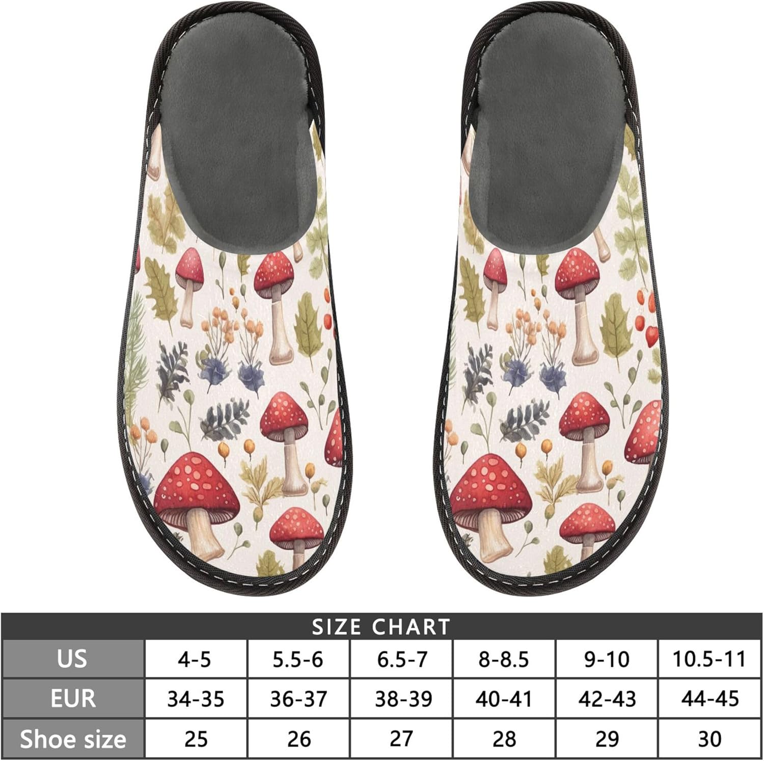 Mushroom House Slippers – Cozy Fuzzy Slippers for Guests, Washable & Disposable, Perfect for Shoeless Home, Spa & Hotel Use A110256