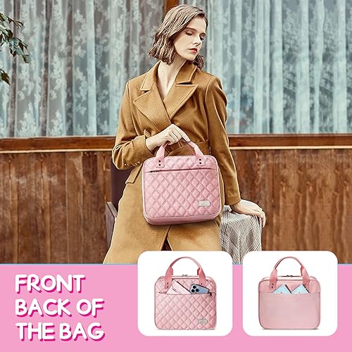 Miniatura 6 de Neceser de viaje para mujer, organizador de maquillaje con espejo desmontable y bolsa de cosméticos transparente, adecuada para artículos de tocador