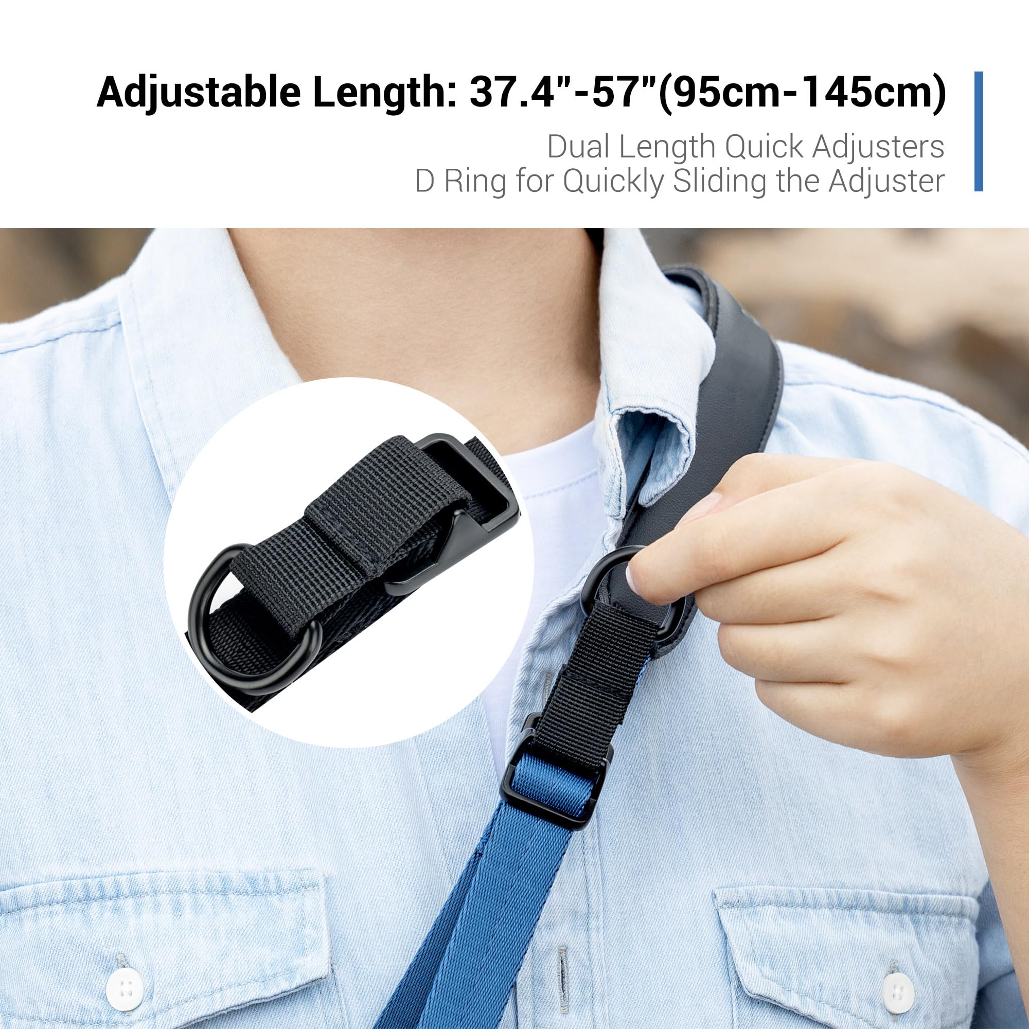 JJC Cinghia universale per fotocamera a sgancio rapido [versione aggiornata di classe] tracolla regolabile per fotocamera + piastra Arac Swiss a sgancio rapido per fotocamere Canon, Nikon, Sony,