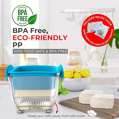 Miniatura 13 de Prensa de tofu, elimina fácilmente el agua del tofu en 10-20 minutos para más delicioso, exprimidor de tofu apto para lavavajillas, escurridor