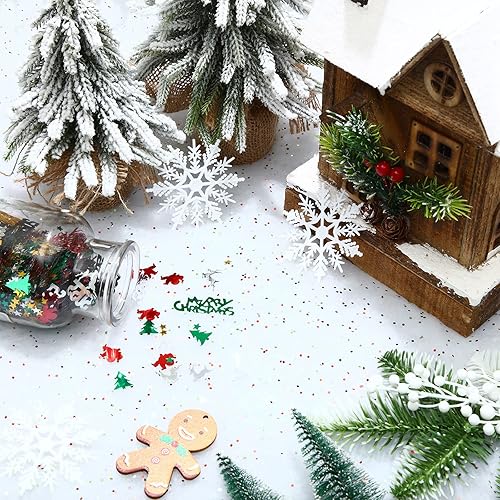 Miniatura 3 de Irenare 2 rollos de manta de nieve de Navidad con purpurina artificial de invierno de 19.7 x 39.4 pulgadas, rollo de manta de nieve sintética para