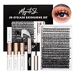 Lash Clusters 320pcs Lash Extension Kit 30D 40D 80D 100D Individual Lashes Kit 12-20mm Eyelash Extension Kit with Lash Bond&Seal,Lash Remover and Lash Tweezers for Easy Use(30/40/80/100D-0.07D Kit))