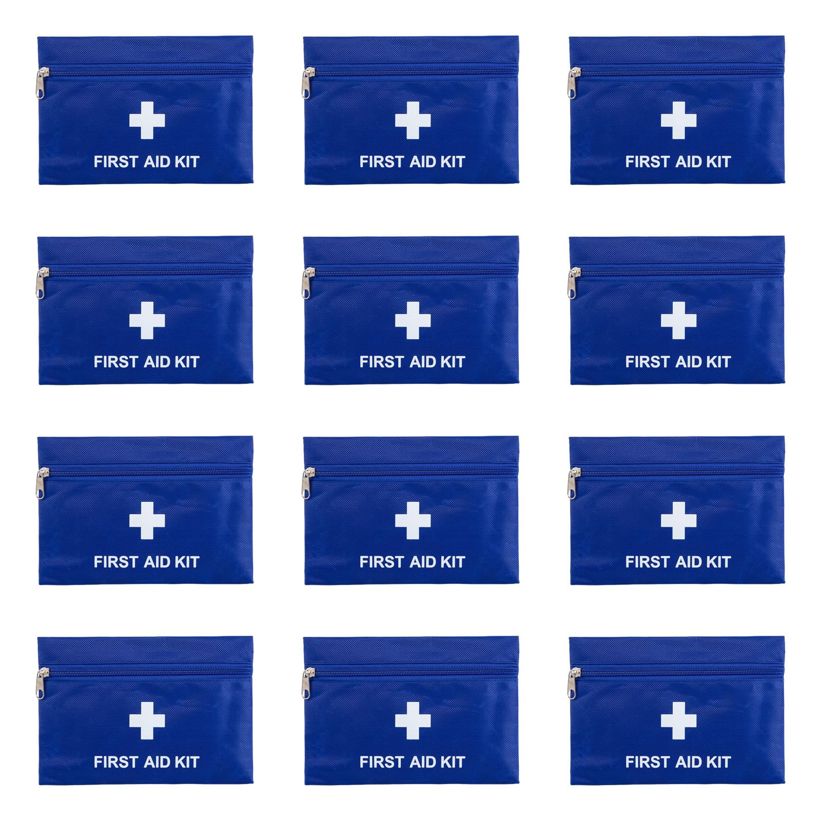 First Aid Bags Empty,Mini First Aid Pouch Empty,Mini First Aid Kit Bulk,Zipper Pouches for Emergency,Travel and Outdoor (Blue 12 Pack, 5.5 * 7.8 inch)
