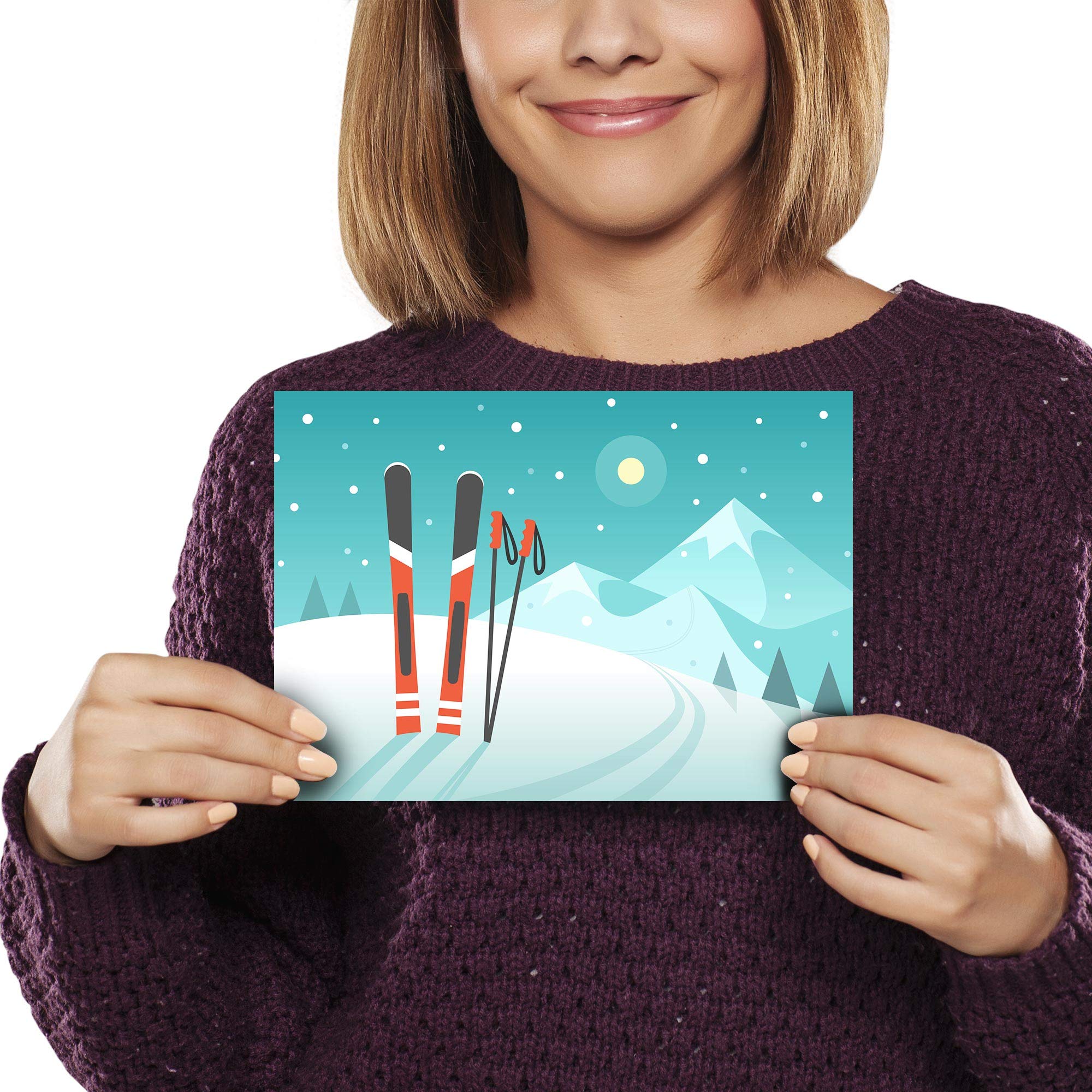 Destination Vinyl Posters A5 - Winter Skiing Landscape Ski Snow Art Print 21 x 14.8cm 280gsm satin gloss photo paper #12303