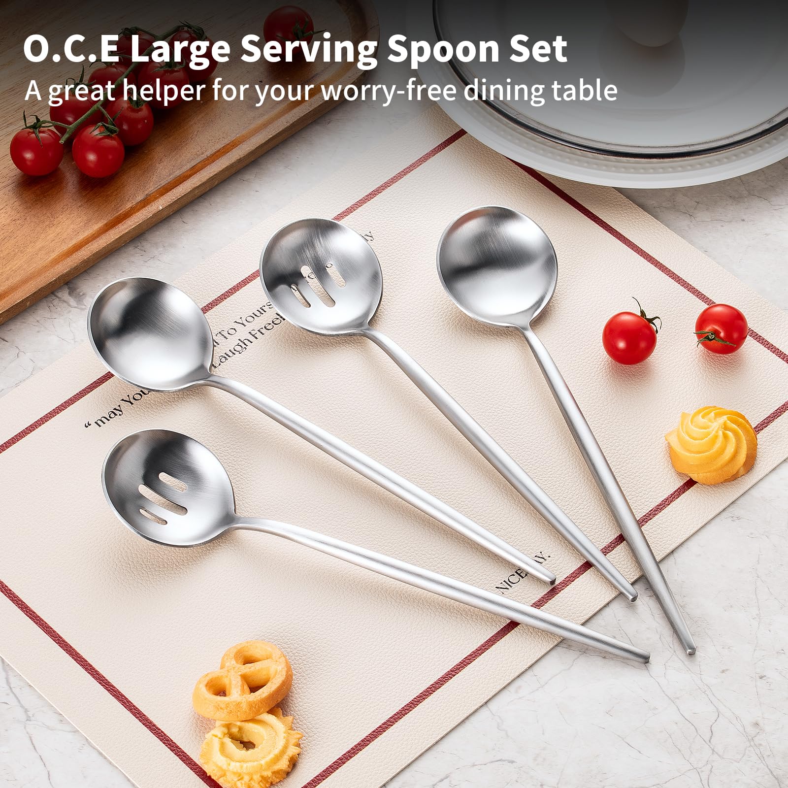 O.C.E. Stainless Steel Serving Spoons Set - 4 Piece -4