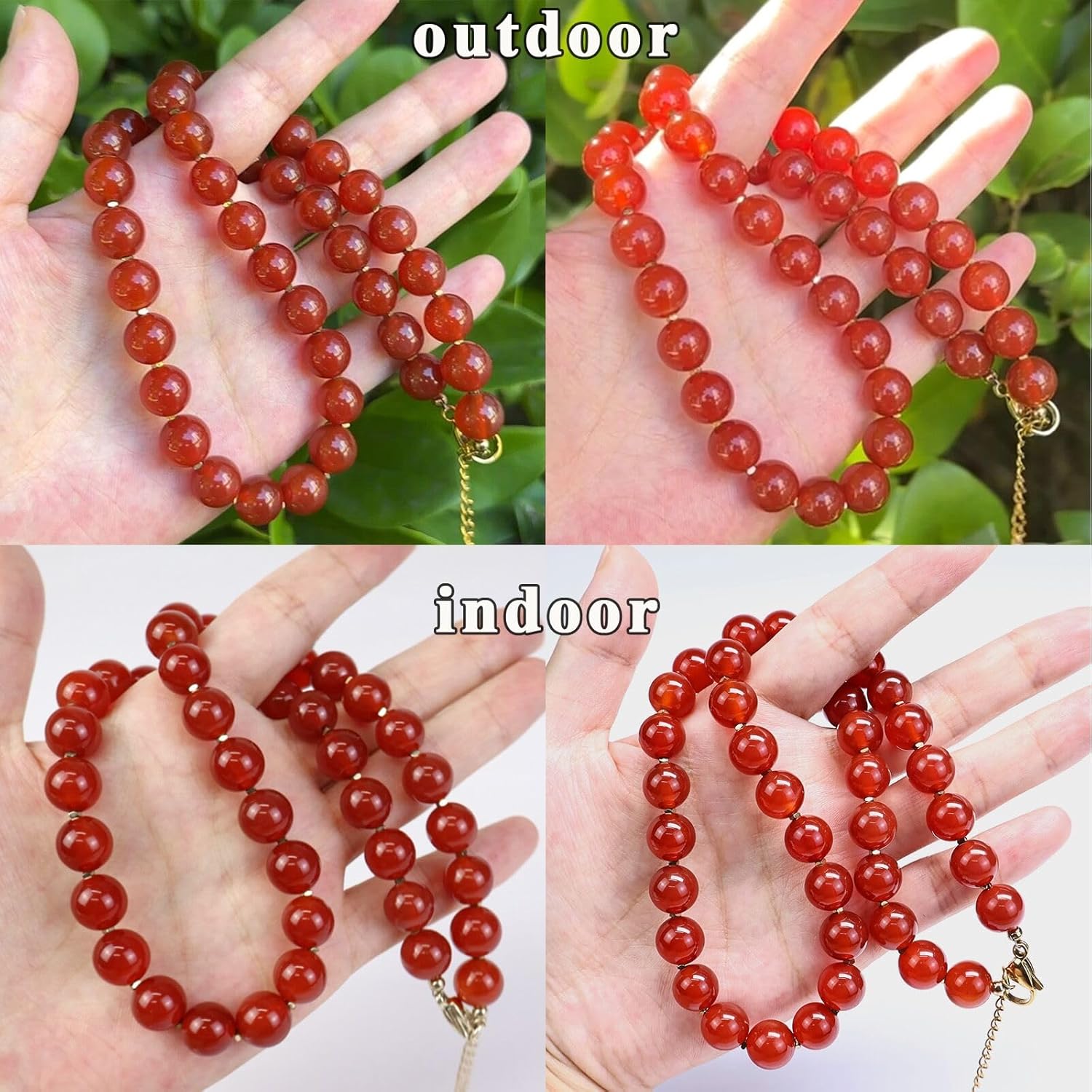 Beaded Necklaces for Women, Natural Gemstone Bead Choker Necklace10MM Bead Strand Choker Collarbone Necklace Healing Crystal Chakra Necklace Western Jewelry For Women Jewelry Gifts
