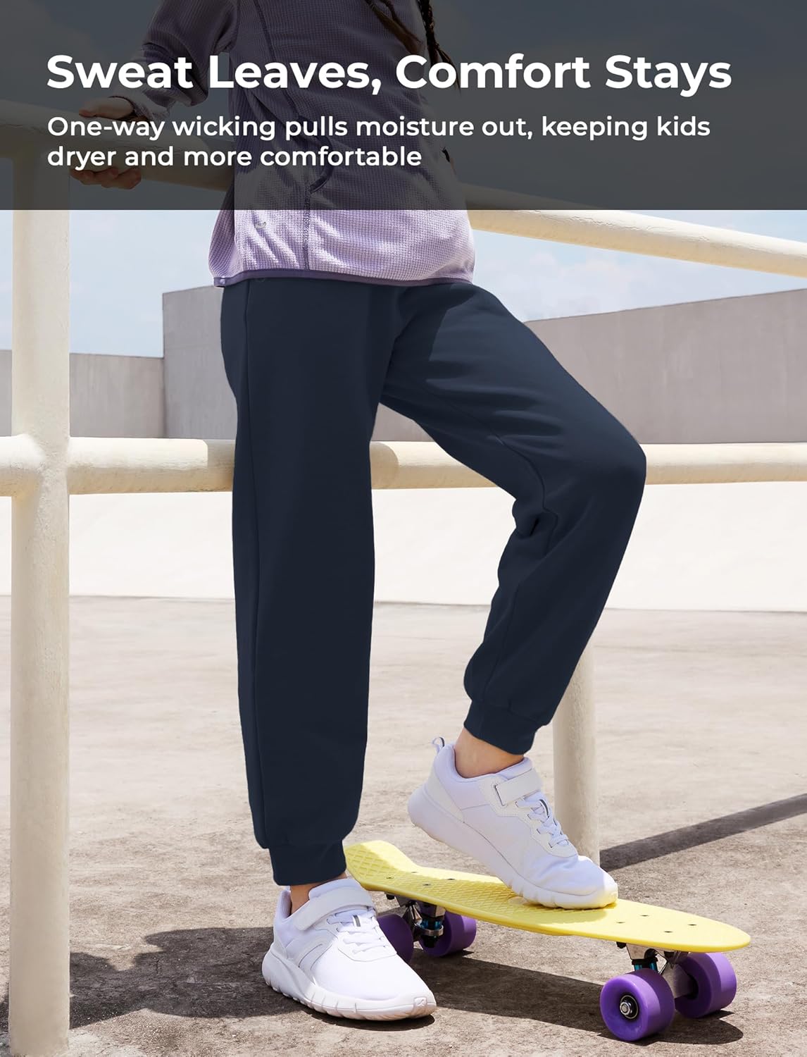 PATPAT Kids Dual-Tech Sweatpants –Warmth-Boost & One-Way Wicking Quick-Dry Tech Pants, Boys & Girls Athletic Fleece Jogger - Image 4