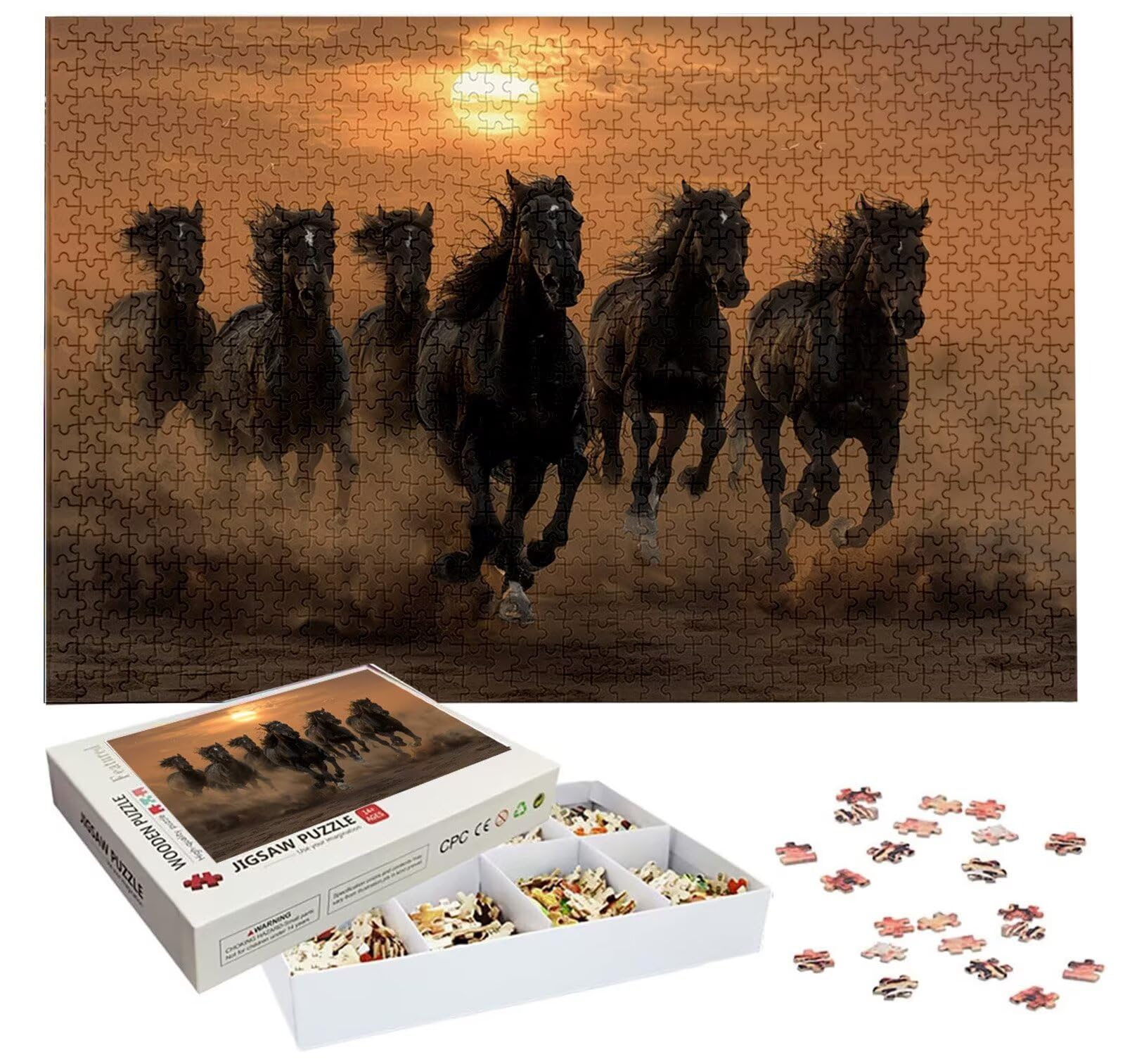 Puzzle 1500 Piezas Caballo, Puzzle Animal con Caja para Adultos, 87x57 cm, DIY 1500 Piezas Rompecabezas Madera para Adultos, Rompecabezas Desafiante para Decoracion Hogar y Pared, Regalo Mujer H-915