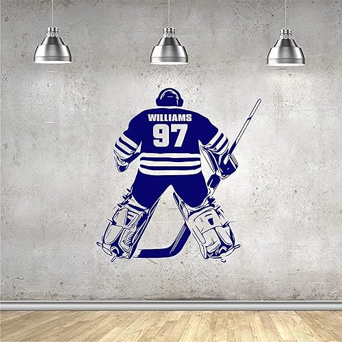 Miniatura 4 de Bestdecor4you Calcomanía de pared personalizada con nombre y número de jugador de hockey  Elige tu nombre y número, camisetas de jugador de portero,