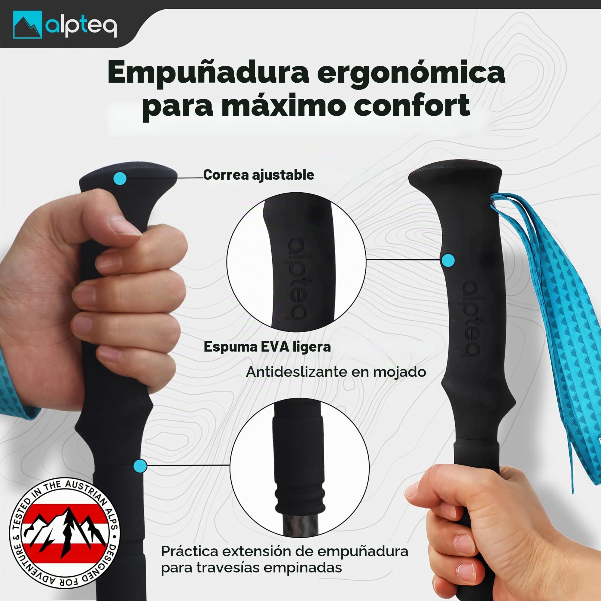 Bastones telescópicos de Carbono y Aluminio con Mango de Corcho y prolongación – Bastones de Trekking ultraligeros para montaña y Marcha nórdica – Ajustables 65–135 cm – Hombre, Mujer y niños