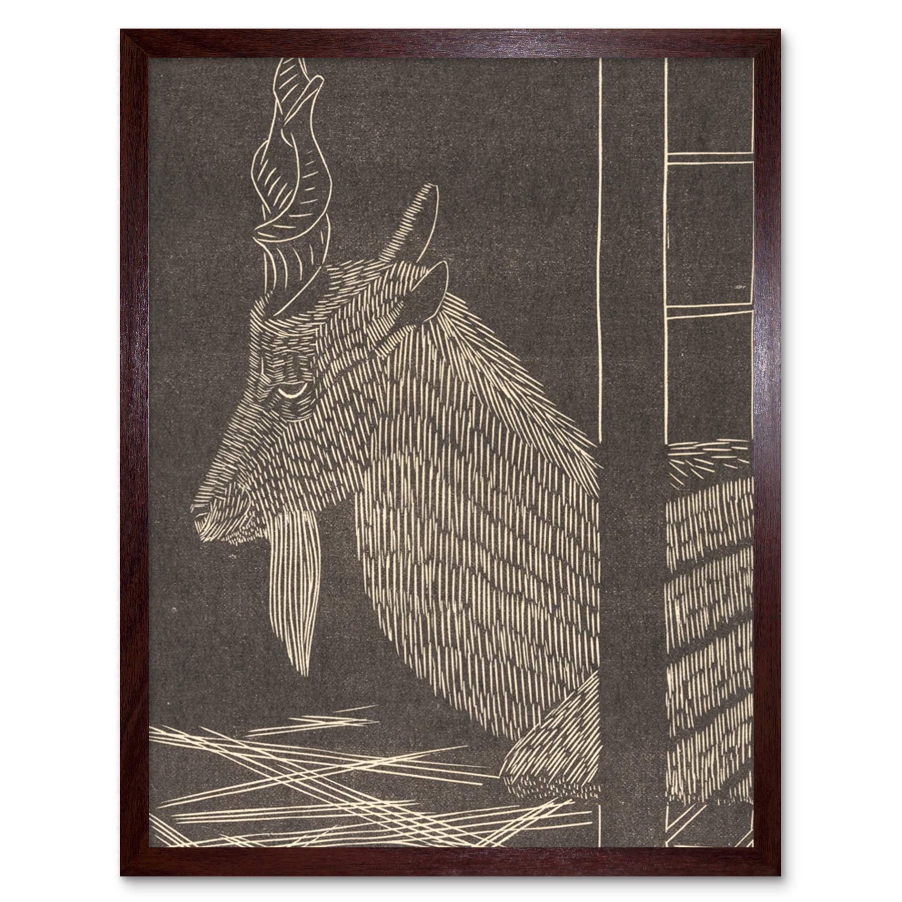 Artery8 Samuel Jessurun Mesquita Markhor Goat Deer Cage Art Print Framed Poster Wall Decor 12x16 inch