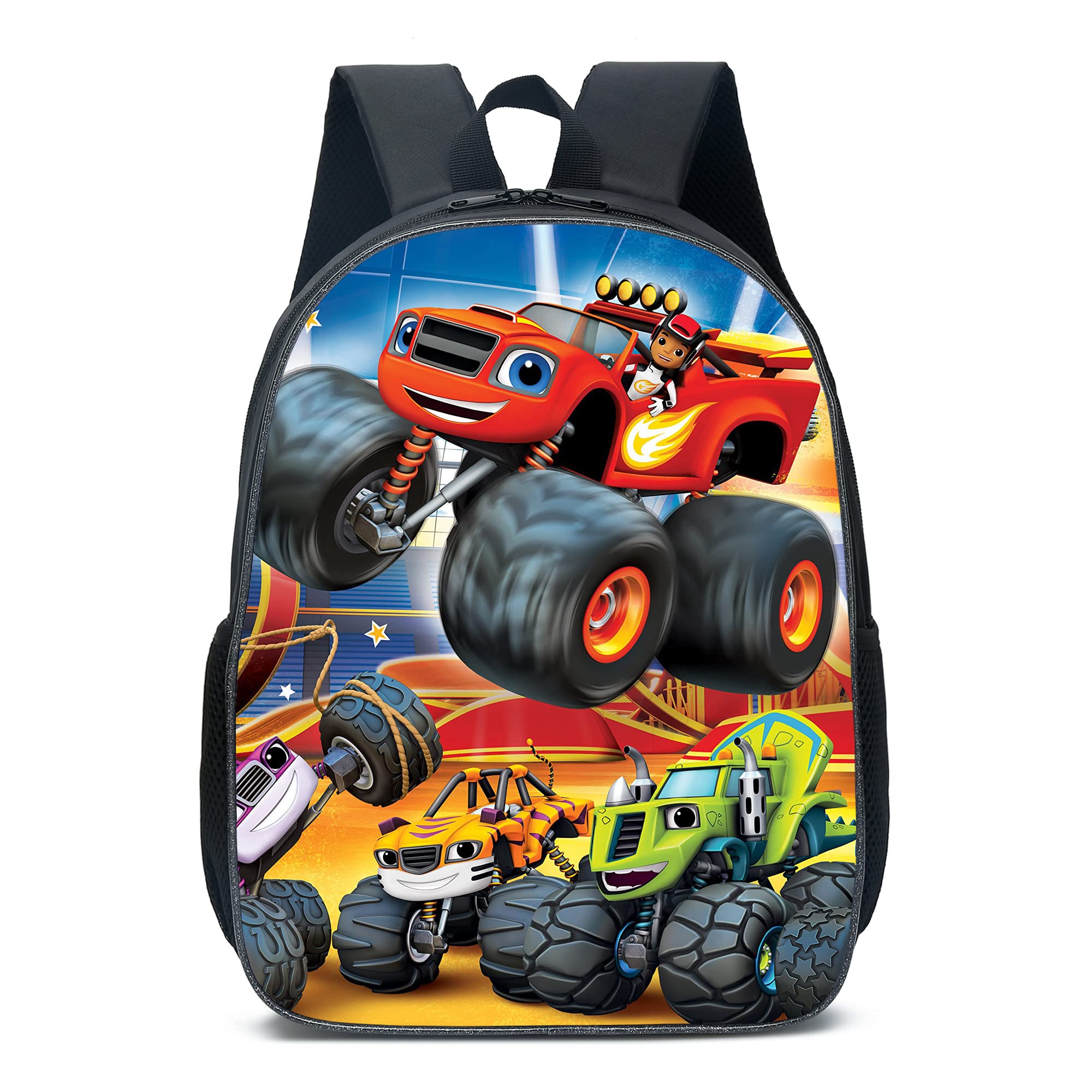 DarlviadMonster Trucks Desigh Backpack Lightweight Waterproof Bookbag 16 Inch Cartoon Laptop Backbag