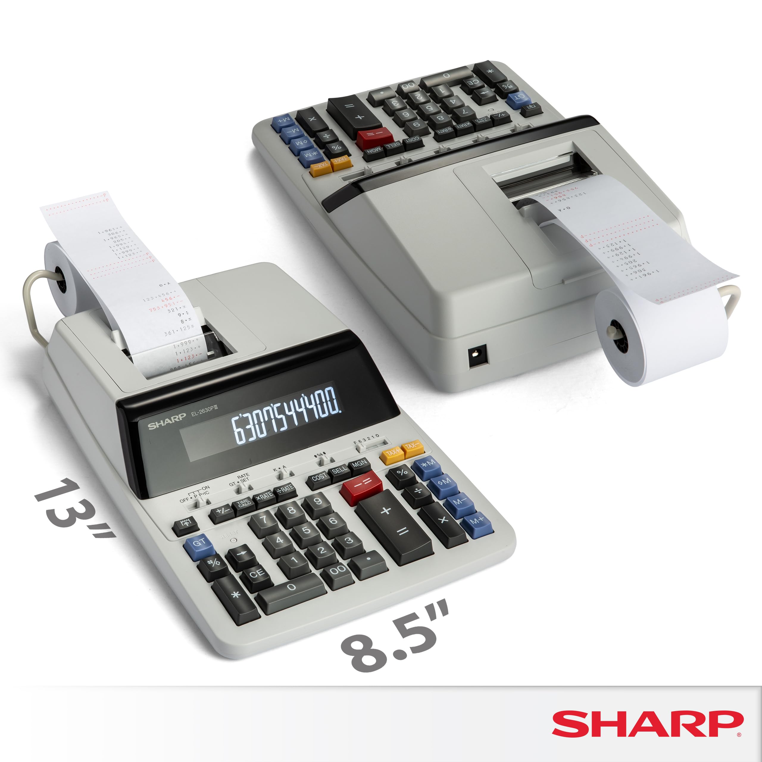 Sharp EL-2630PIII - Calculadora para Impresora (Escritorio, calculadora Impresora, 12 dígitos, 1 línea, Corriente alterna, Blanco)