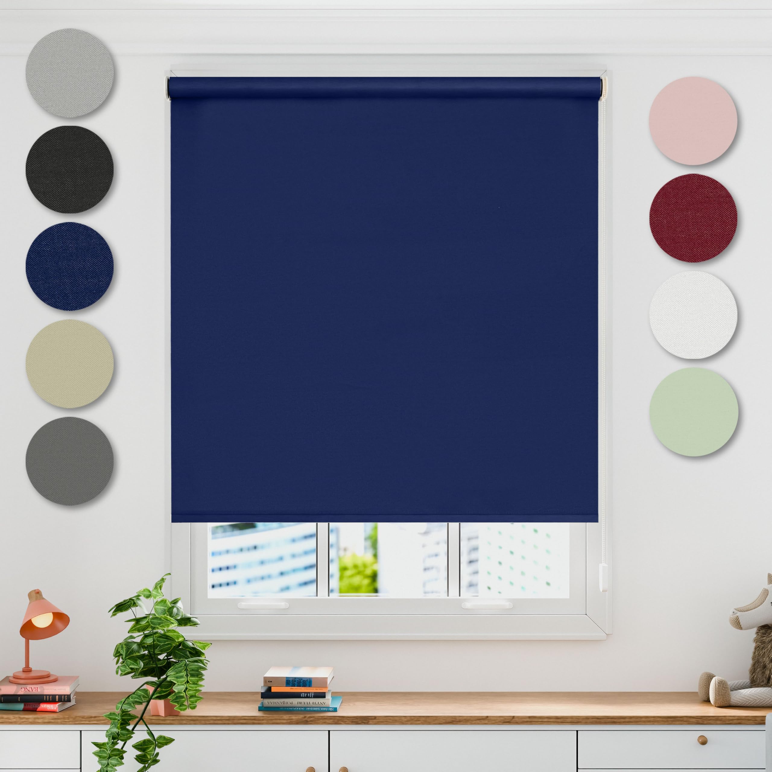 Emma Barclay  Blue Blackout Roller Blind Thermal in Size 4'0, Sports Direct