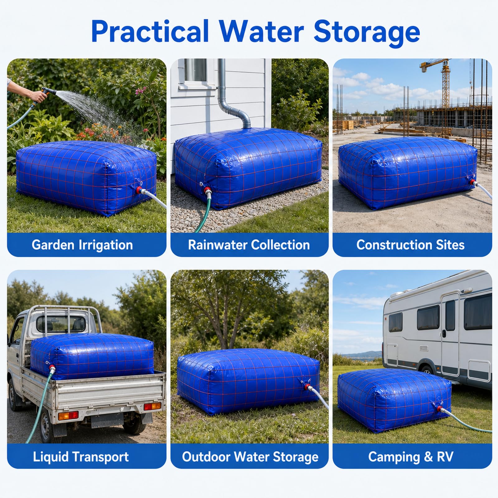 Vejiga De Agua Plegable,Contenedor De Emergencia Tanque De Agua,Bolsa De Almacenamiento De Agua PortáTil,FáCil De Usar,para DepóSito De Agua JardíN,Camping