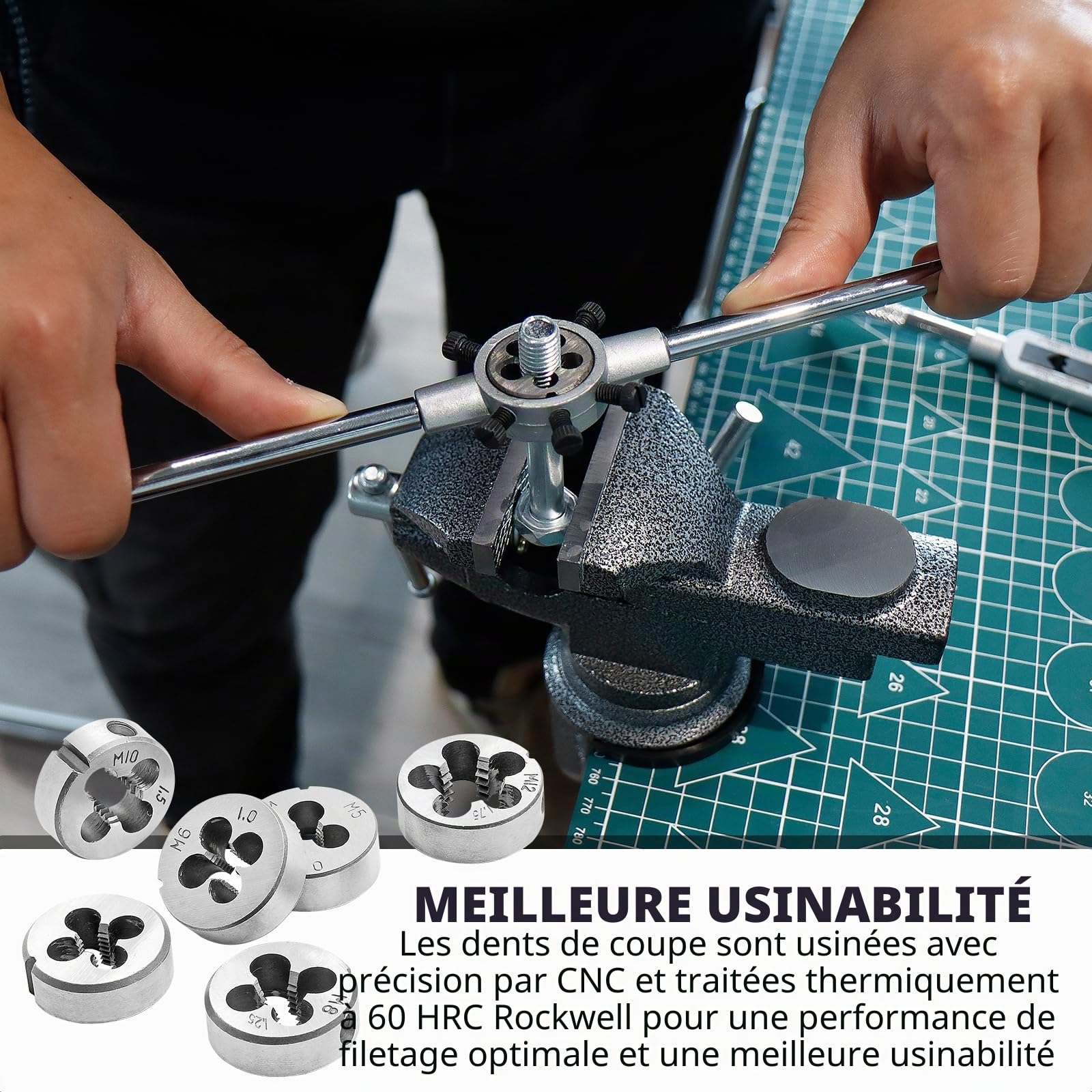 CCLIFE Coffret de Tarauds et Filières,32 pièces Kit de Filetage M3-M12 pour la Création et la Réparation de Filetage Taraudage et Filetage | Taraud et filière, avec taraud