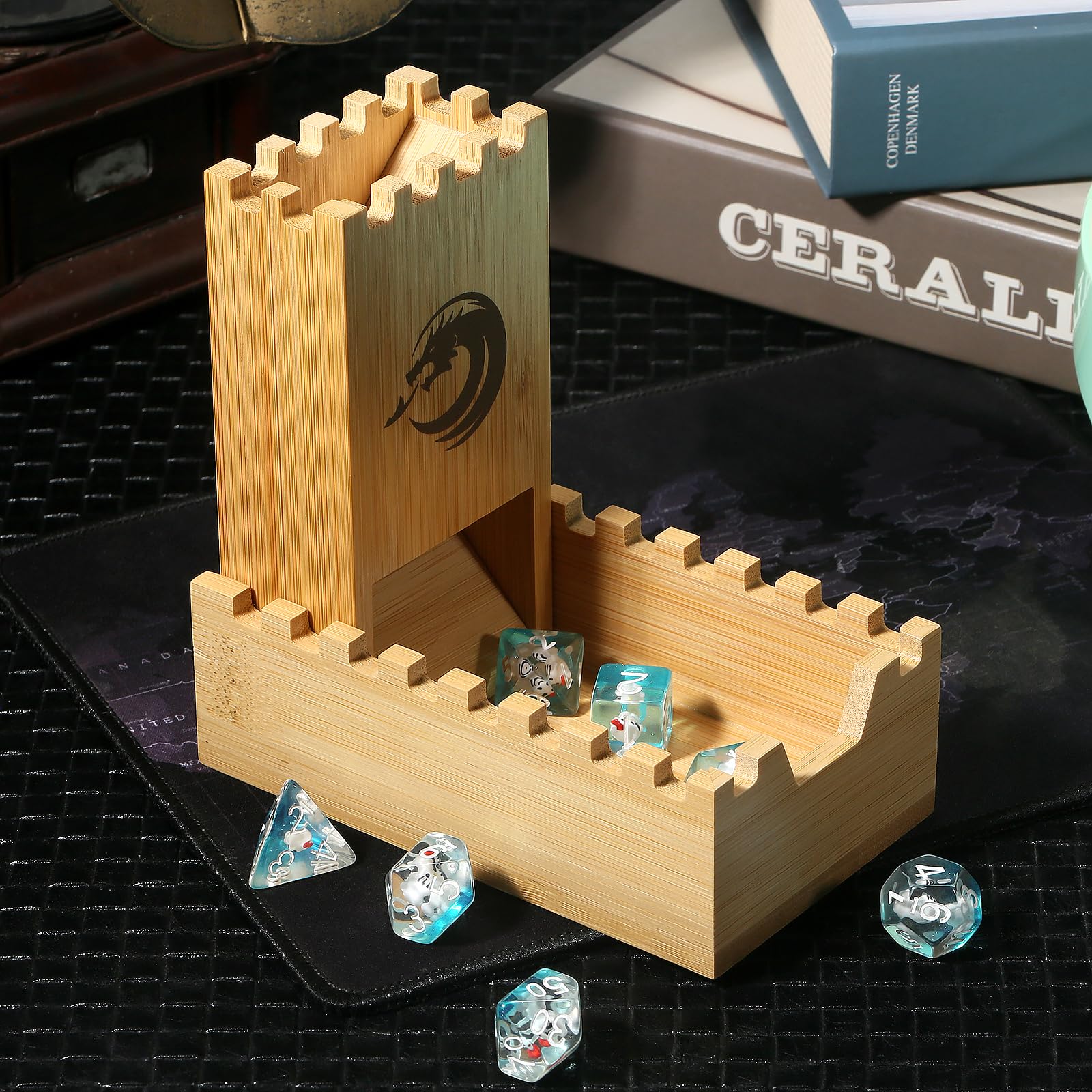 DNDND Bamboo Folding Dice Tower for Dungeons and Dragons D&D Tabletop Game and RPG Games (Skull), 4.45cm x 8.89cm x 14.02cm - Image 4