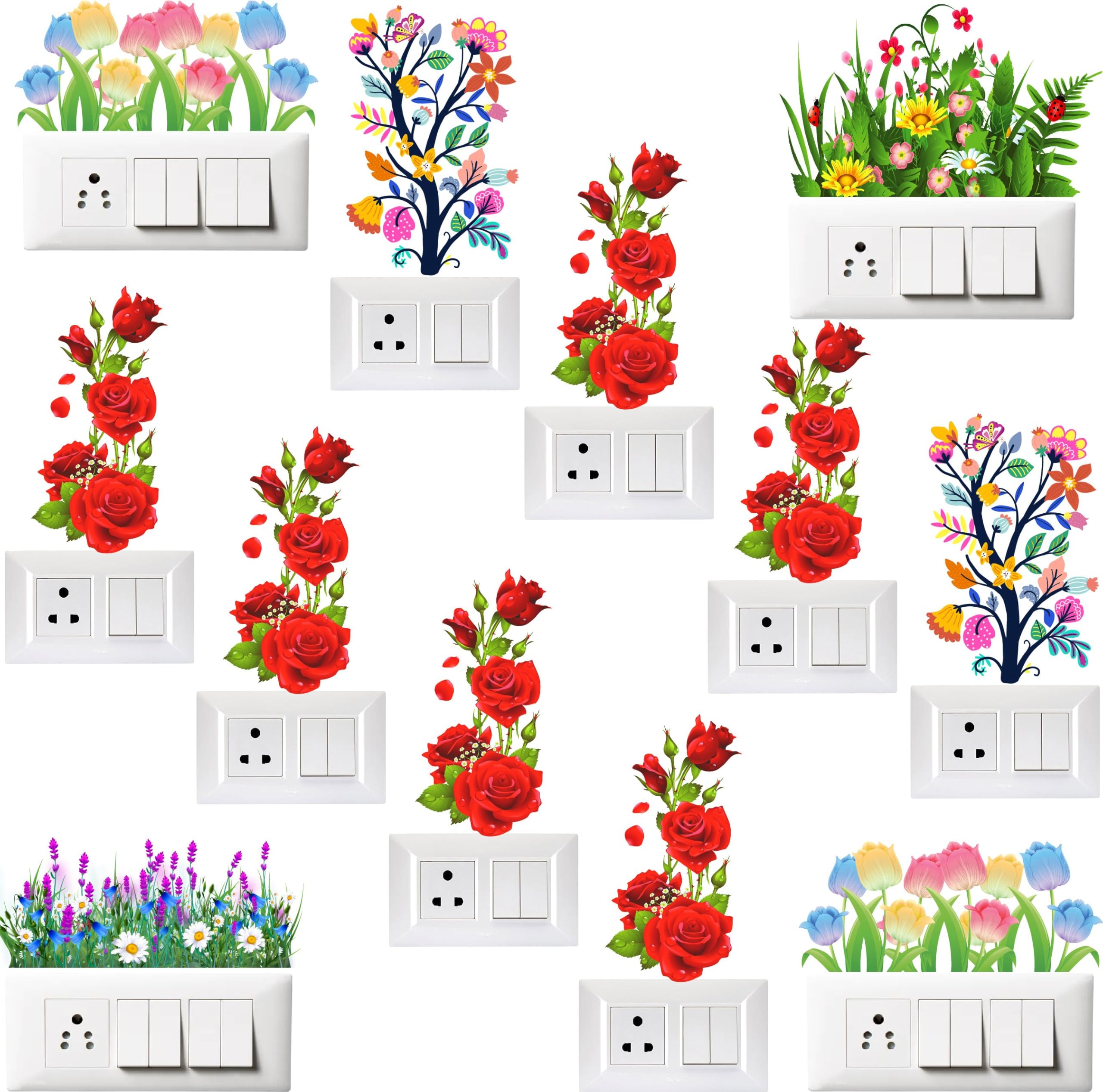 ARNEMA Red Rose Switch Board Wall Sticker | Decorative Self Adhesive Wall Sticker for Electric Board Area (3246 cm) 1