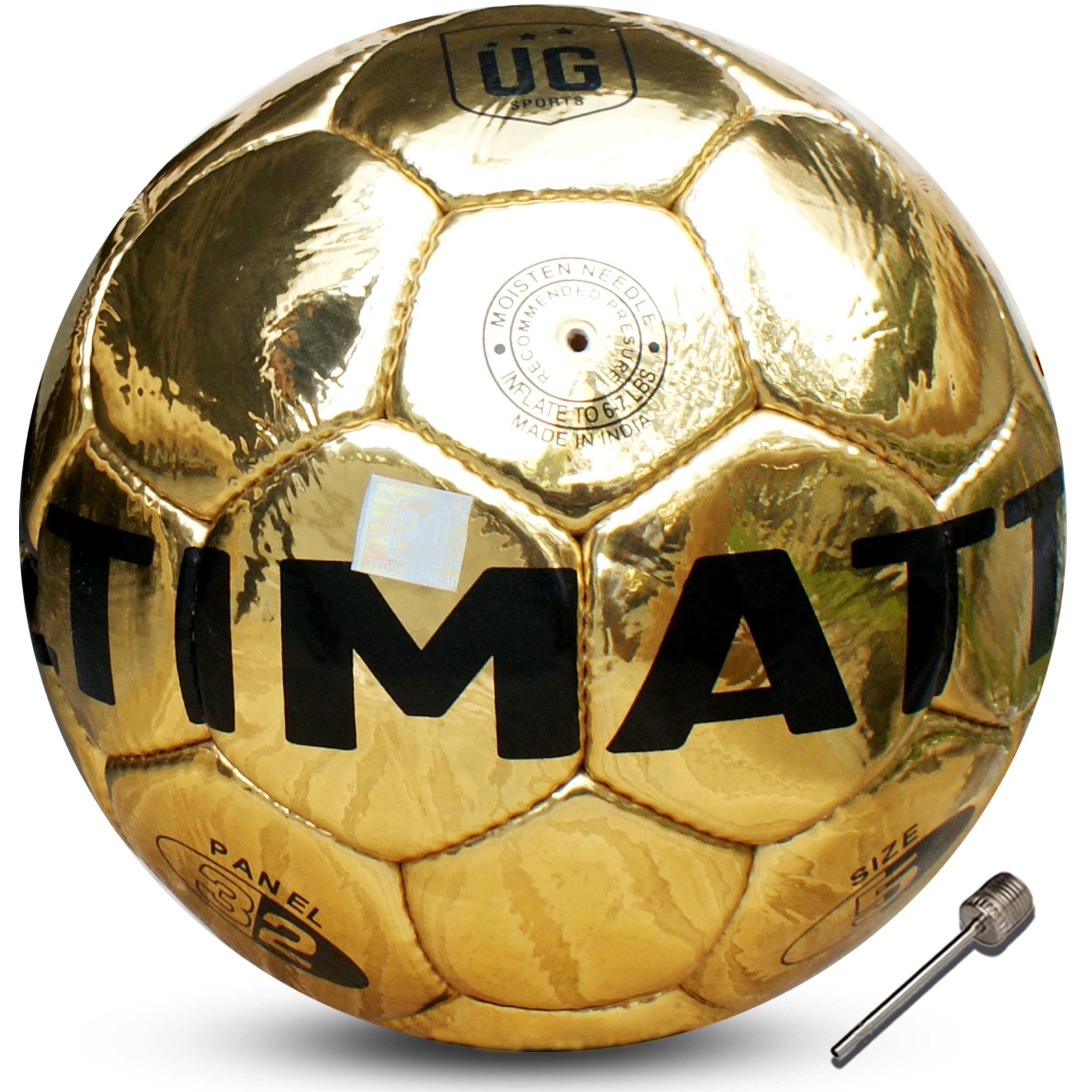 Ultimate Goal Sports Hand Stitched Football for Youth and Adult | Suitable for Hard Ground Without Grass, Training | Match | Professional Soccer PU Classic Golden Football Size-5-image-21