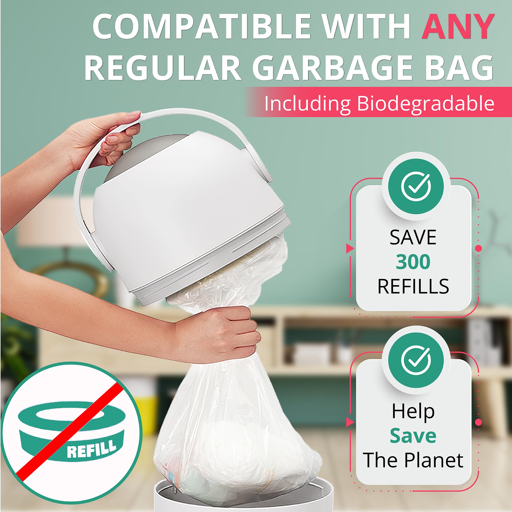 Magic Majestic Pattumiera Pannolini | Sistema Antiodore | Fino A 25 Pannolini | Con Ricariche Secchio Pannolini Antiodore