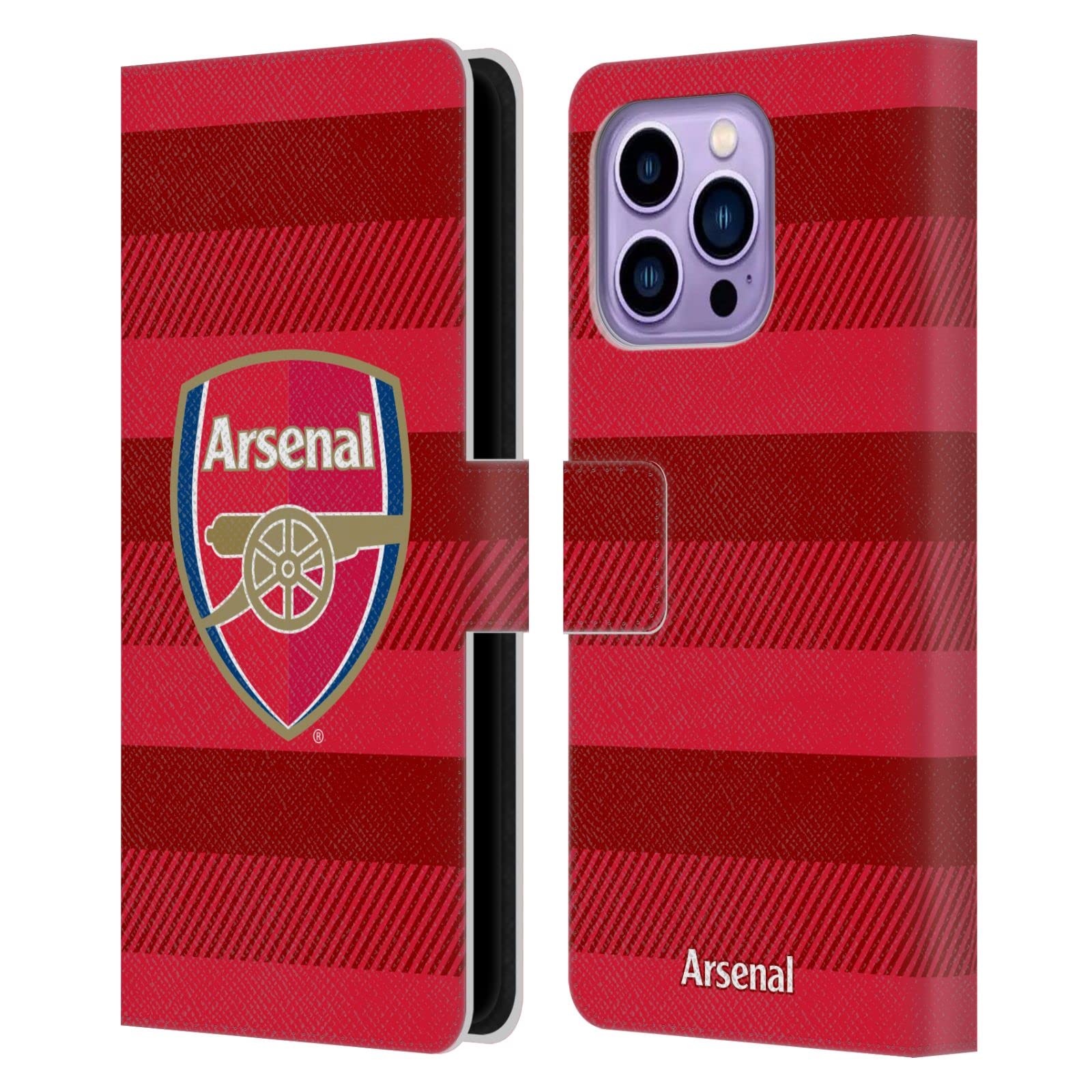 Head Case Designs Officially Licensed Arsenal FC Training Red Crest 2 Leather Book Wallet Case Cover Compatible With Apple iPhone 14 Pro Max