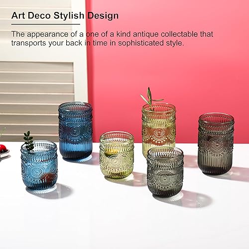 Miniatura 8 de Juego de 12 vasos grises para beber Highball de 12 onzas y vasos de cóctel de 12 onzas, juego de cristalería vintage de cocina gris, vasos de vidrio