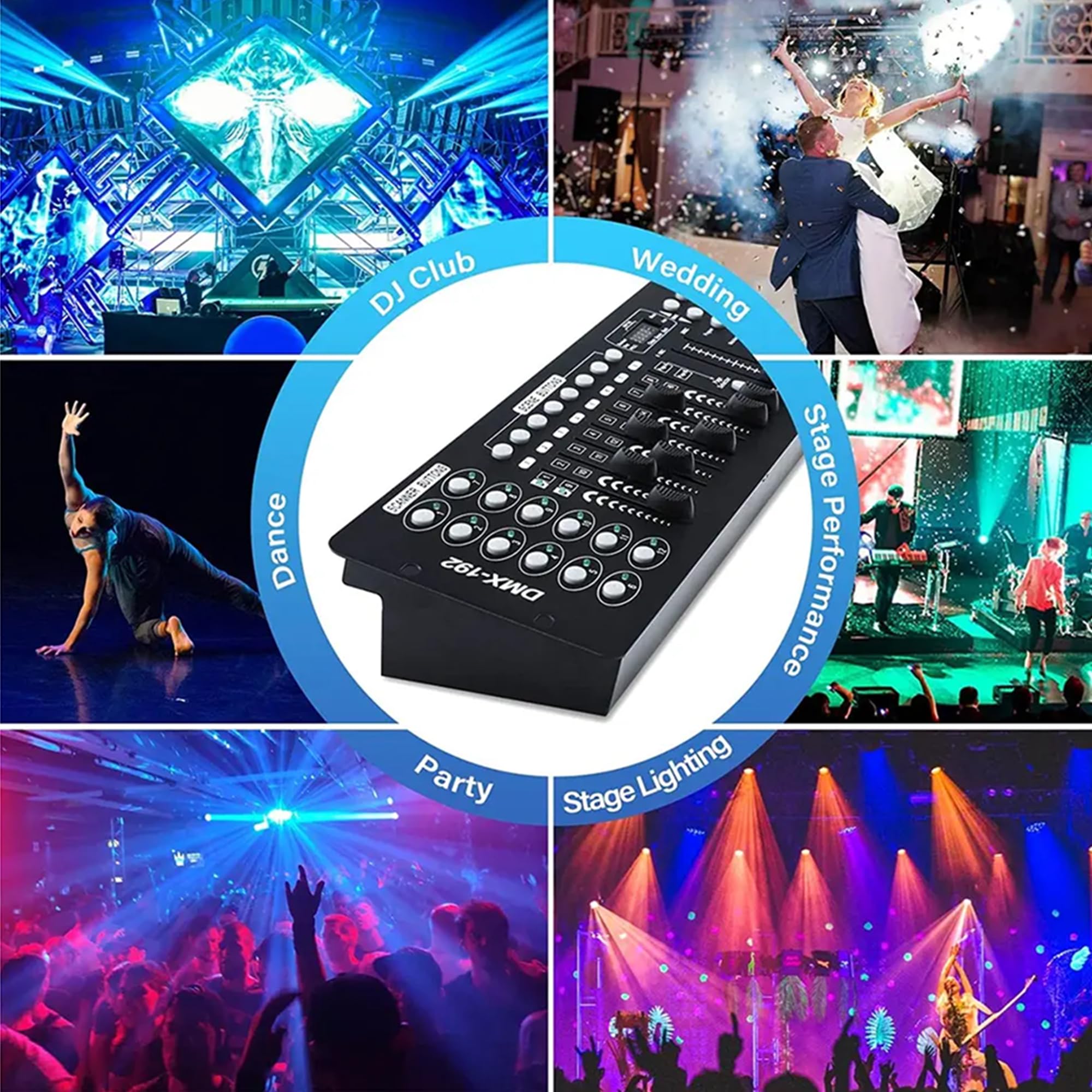 DMX Controller, DMX 512 console, 192 kanalen, uitrusting voor DJ Disco Light Party Scene, Verlichting voor slaapkamer, woonkamer, zaal DMX Controller, DMX 512 console, 192 kanalen, uitrusting voor DJ Disco Light Party Scene, Verlichting voor slaapkamer, woonkamer, zaal