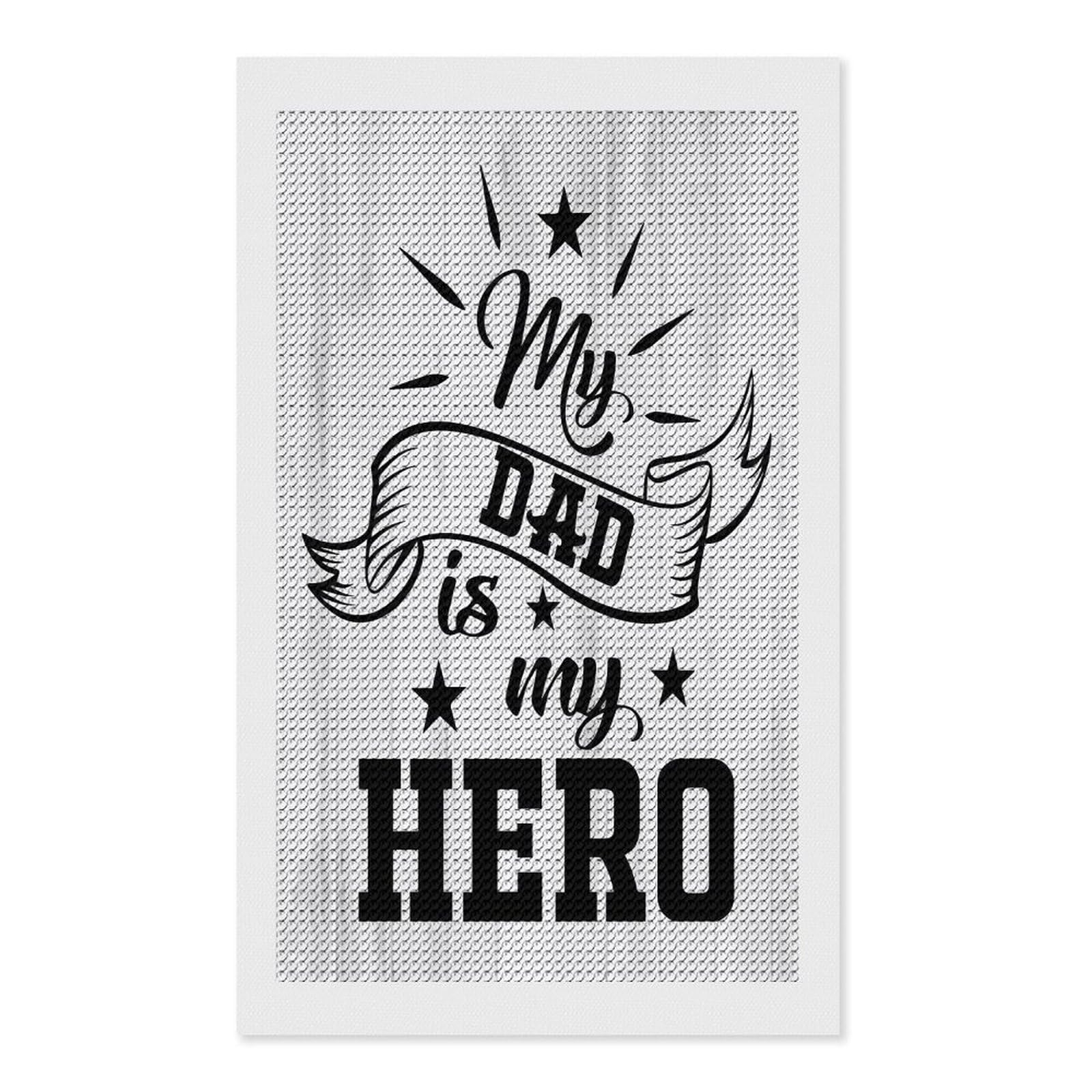 Junmoney My Dad is My Hero DIY Diamond Art Canvas Kit 12"x20", Pleasing Wall Art Project, Easy Handmade Project, Living Room Decor
