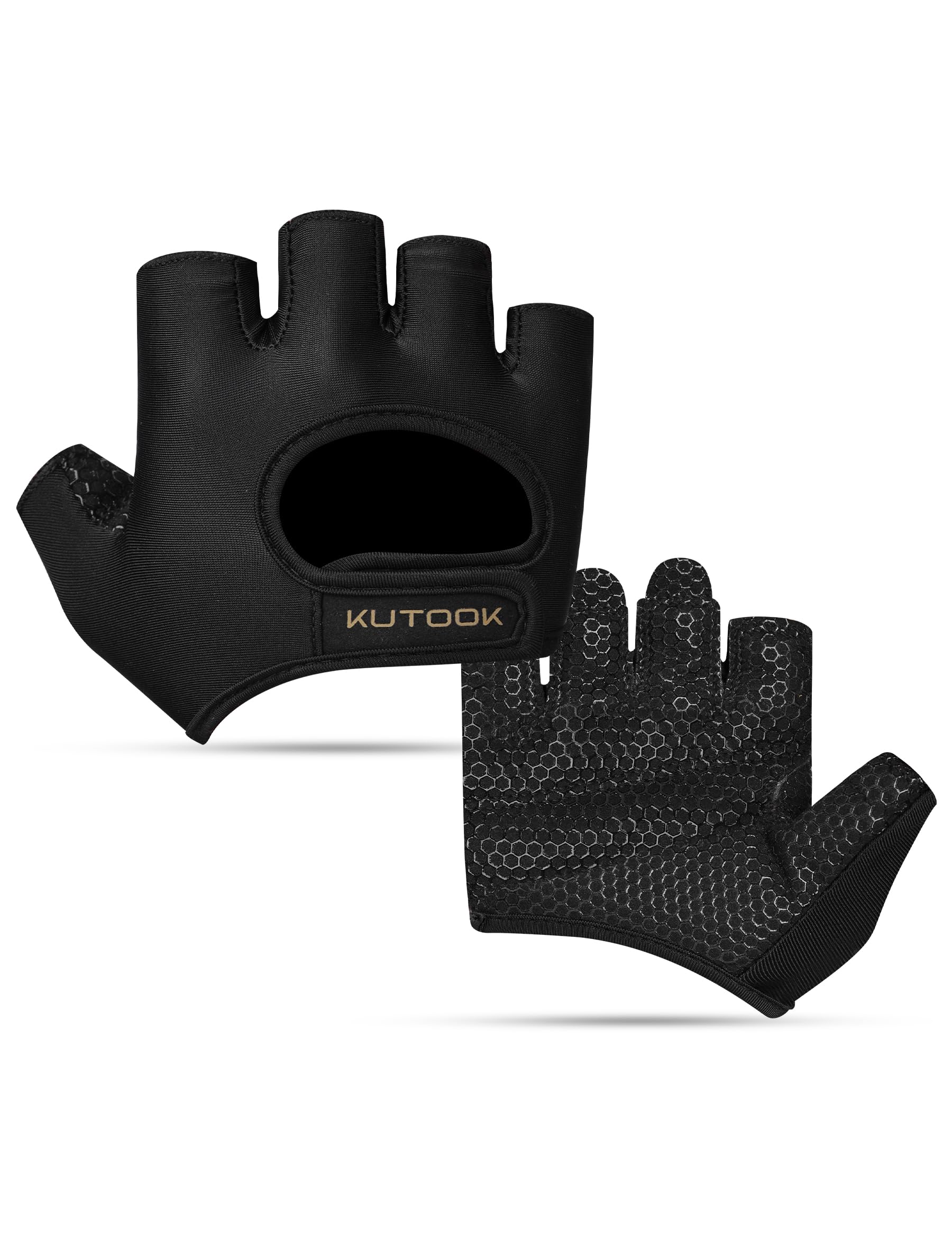 KUTOOK Gym Gloves Weight Lifting Men Women Training Fitness Breathable Anti-Slip Sport Workout Fingerless Protection Lightweight Summer Black M