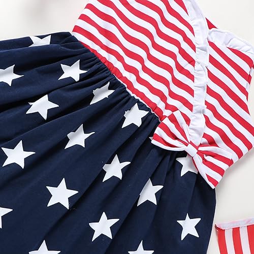 Miniatura 6 de Vestido para el Día de la Independencia del 4 de julio para niñas pequeñas, ropa de bandera estadounidense