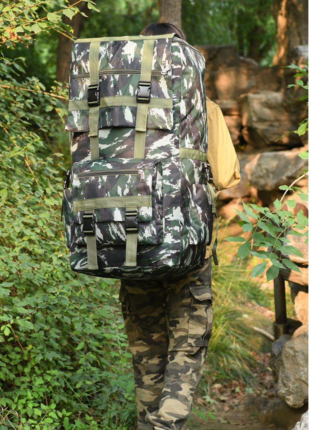 1Pcs Wanderrucksack 120L Große Kapazität Rucksack Outdoor Camping Wandern Reisen Wasserdichter Rucksack Taktischer Rucksack Taktische Rucksack für Männer Frauen