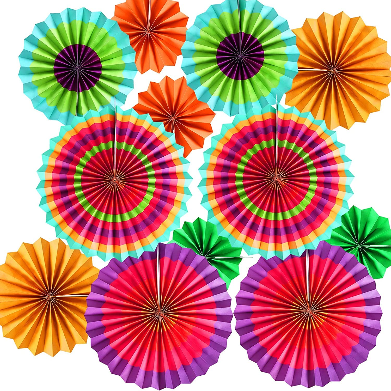 SYGA 6pcs/Set Round Wheel Colorful Paper Fans for Home&Party,Event Decoration. 2