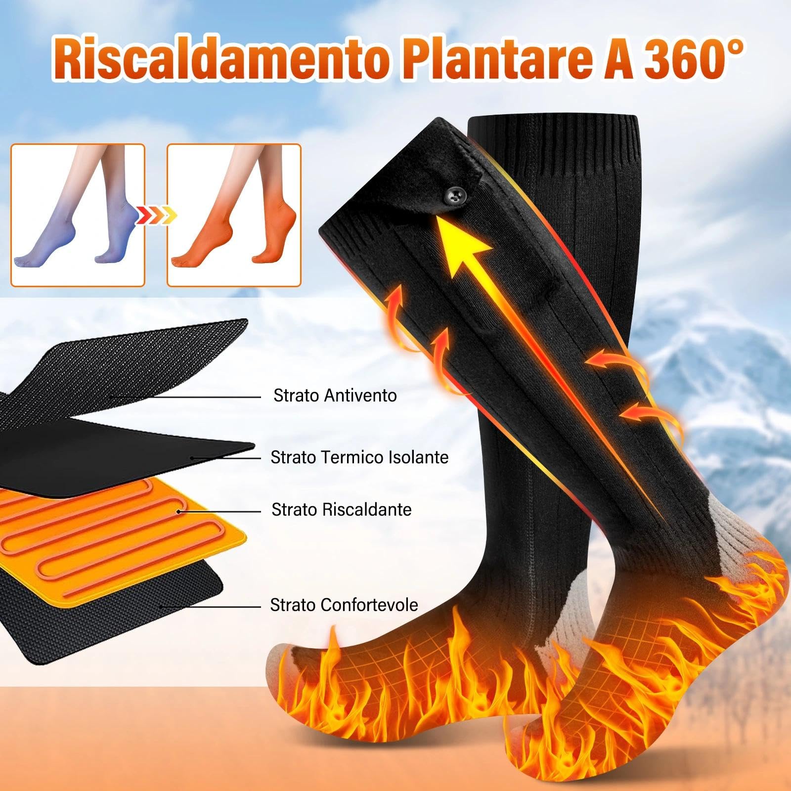 Beheizbare Socken mit 5000mAh Akku für Damen und Herren