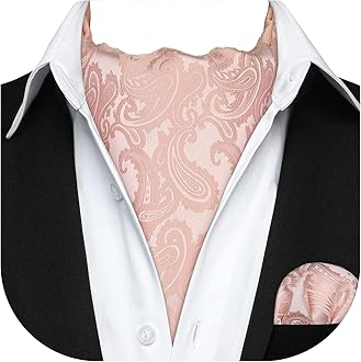 HISDERN Cravat for Men Silk Paisley Mens Cravat and Pocket Square Set Polka Dot Ascot Tie and Handkerchief for Wedding Party Christmas