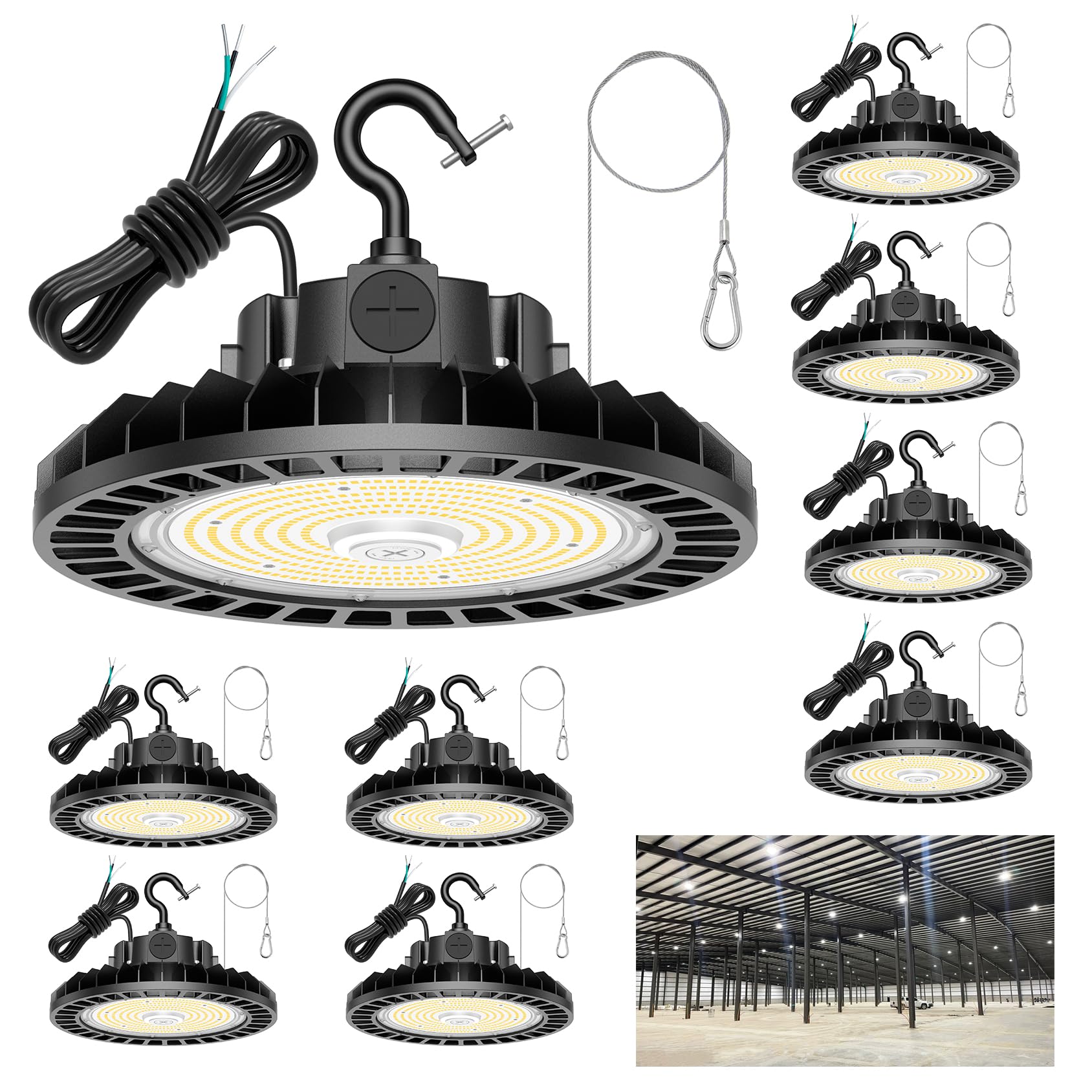 9 Pack 480V UFO LED High Bay Light 300W 240W 180W Adjustable High Bay Lights 150 LM W