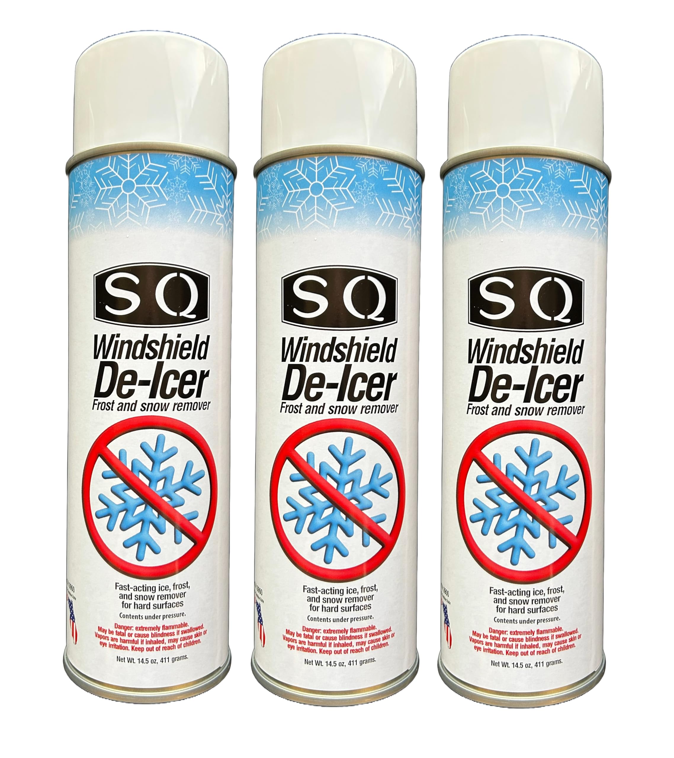 SQ Windshield De-Icer Frost and Snow Remover, 14.5 oz per can (3)