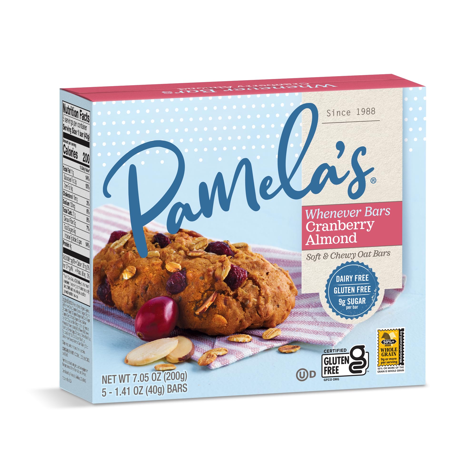 Pamelas Bar Oat Almnd Crnbry 5pk