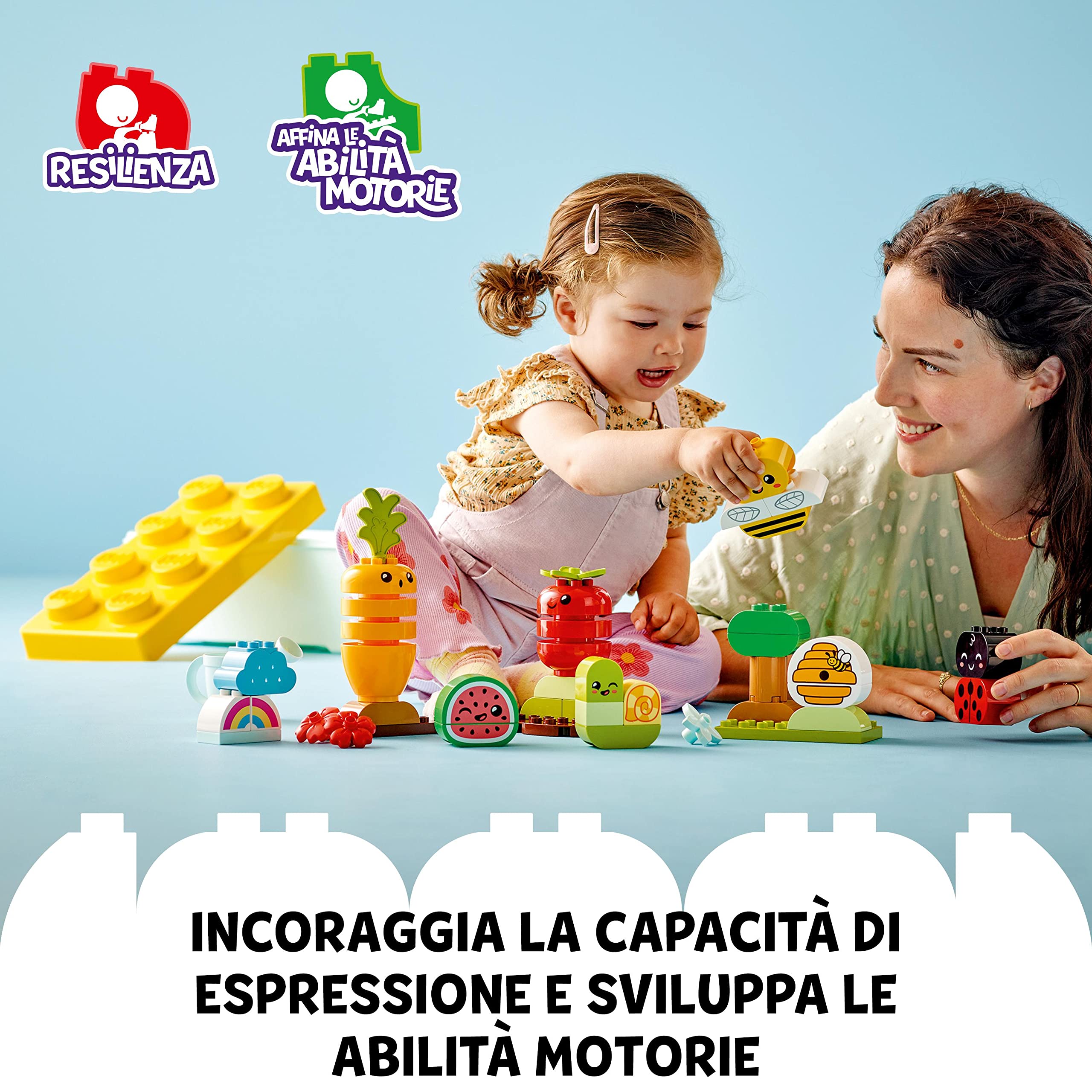 LEGO 10984 DUPLO My First Giardino Biologico, Giochi Educativi e Impilabili per Neonati e Bambini da 1,5 Anni in su, con Coccinella, Ape, Frutta e Verdura
