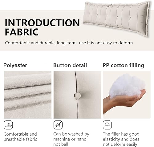 Miniatura 3 de Johnear Almohada para cabecero, almohadas de lectura grandes para sentarse en la cama para adultos, cojín para respaldo, almohada de apoyo para
