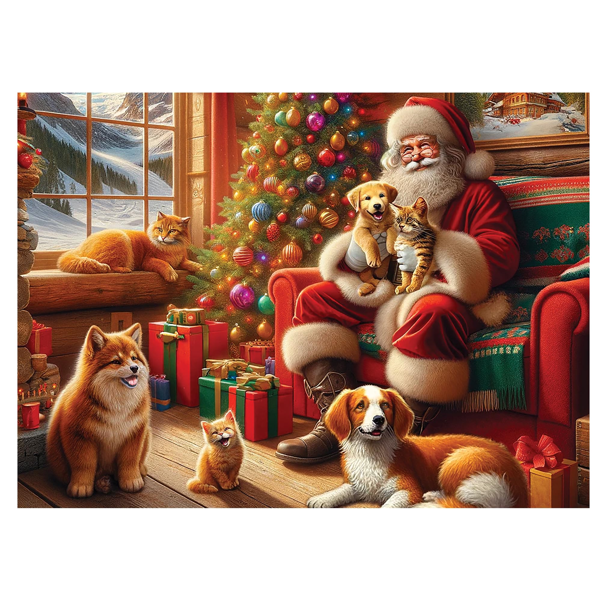 WOODEN.CITY Puzzle in legno da 1000 pezzi, Babbo Natale e amici, con 100 pezzi a tema natalizio, 54 x 39,4 cm, progettato e realizzato in UE