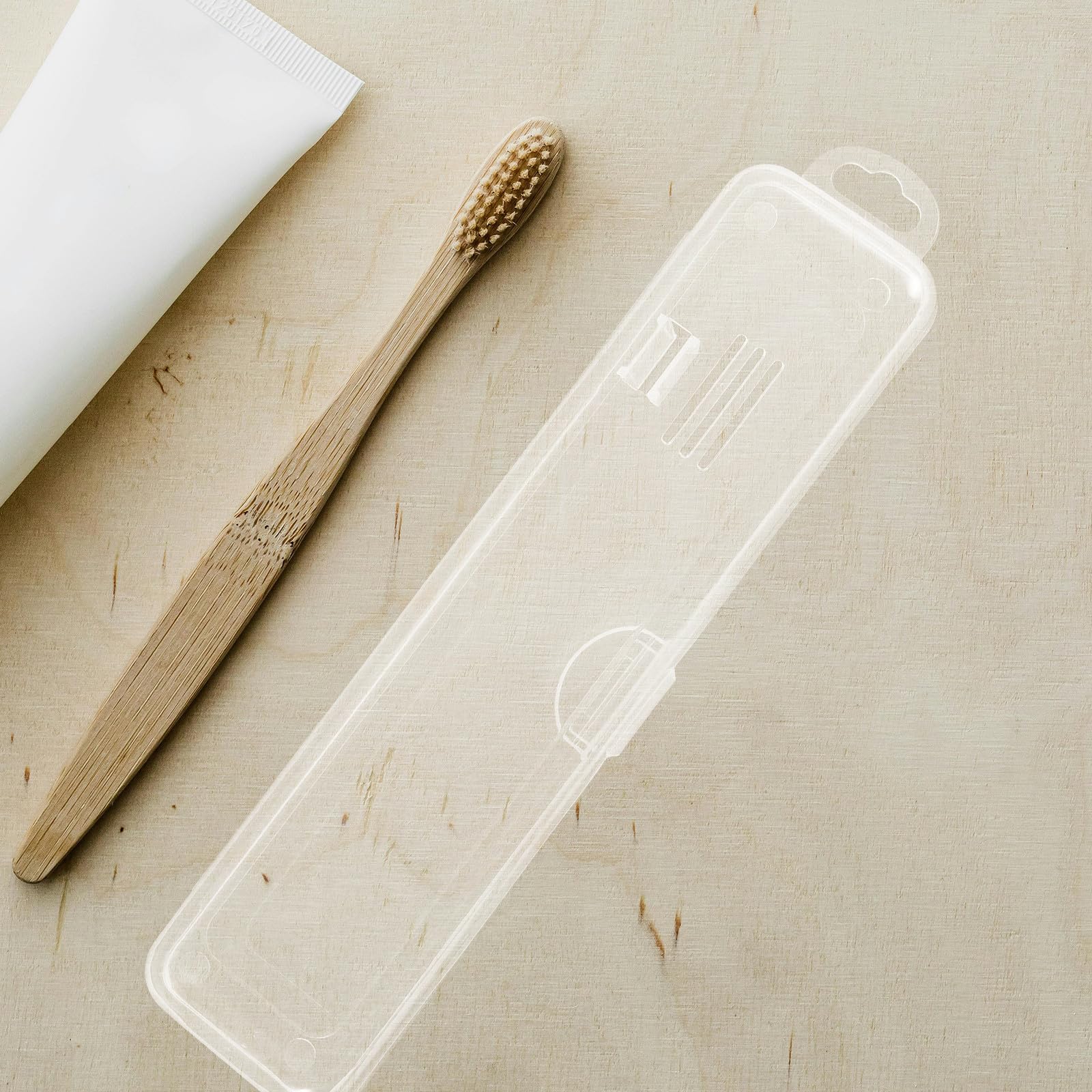 Mikikit Kompaktes Reiseetui aus Kunststoff für 20 Zahnbürsten und Gabeln mit Rutschfestem Griff für Zuhause und Unterwegs zur Hygienischen Aufbewahrung