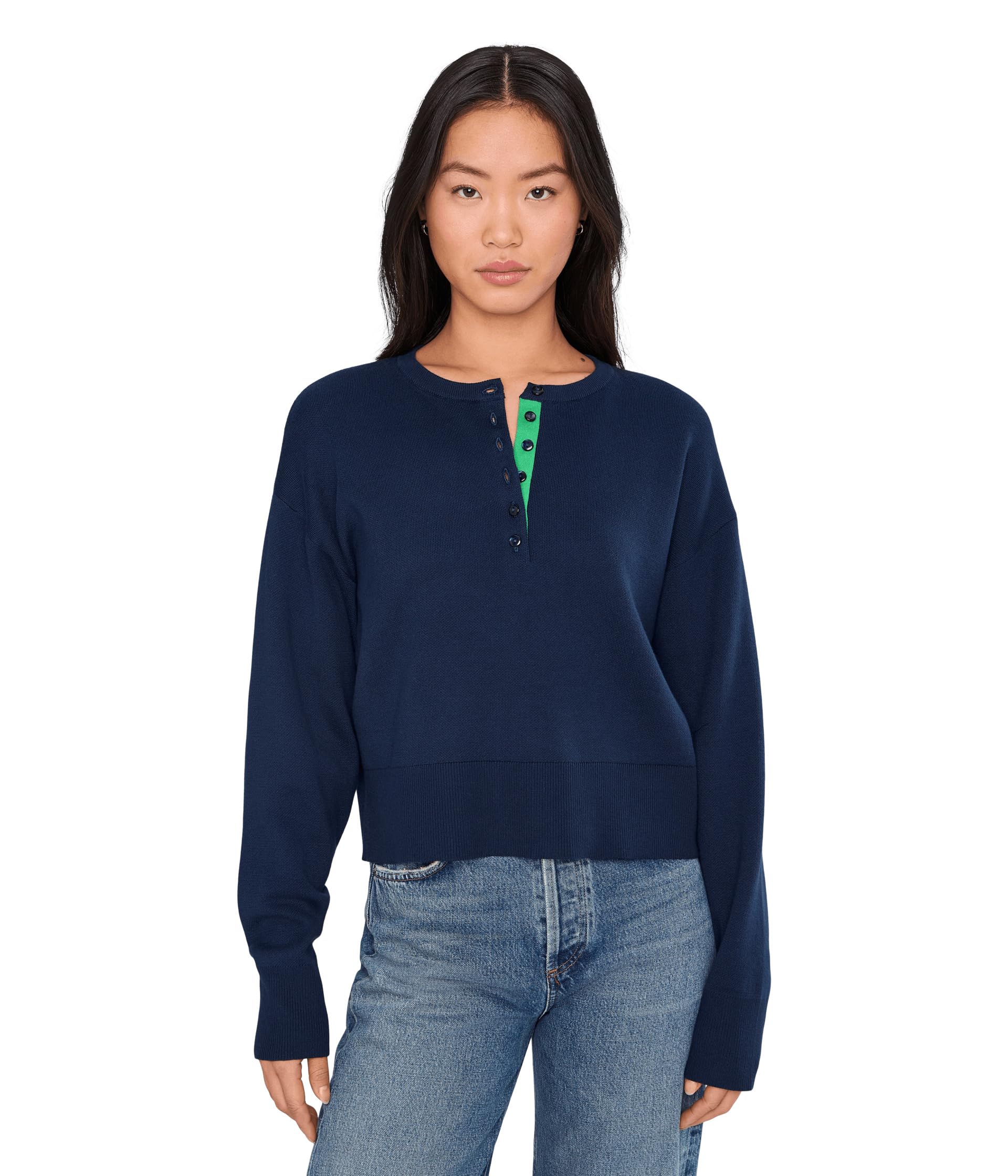 525 america Women's Genevieve Solid Drop Shoulder Henley-picture-49